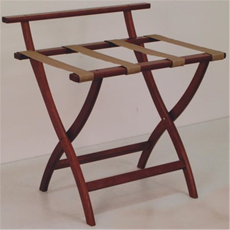 Wooden Mallet WallSaver Luggage Rack in Mahogany with Tan Webbing LR4-MHTAN